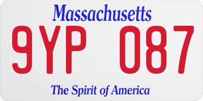 MA license plate 9YP087