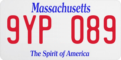 MA license plate 9YP089
