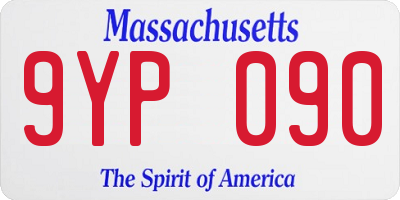 MA license plate 9YP090