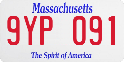 MA license plate 9YP091