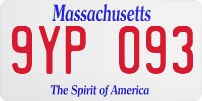 MA license plate 9YP093