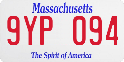 MA license plate 9YP094