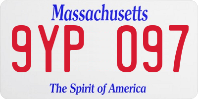 MA license plate 9YP097