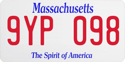 MA license plate 9YP098