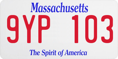 MA license plate 9YP103