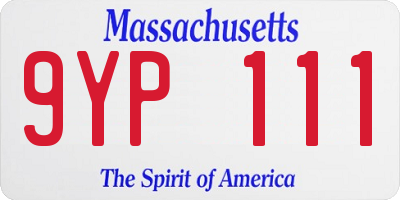 MA license plate 9YP111