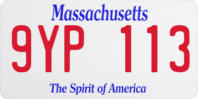 MA license plate 9YP113