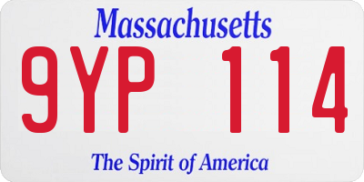 MA license plate 9YP114