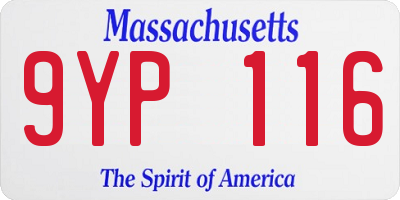 MA license plate 9YP116