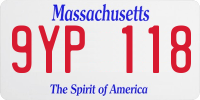 MA license plate 9YP118