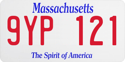 MA license plate 9YP121