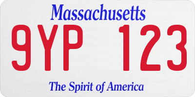 MA license plate 9YP123