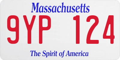 MA license plate 9YP124