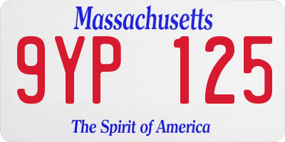 MA license plate 9YP125