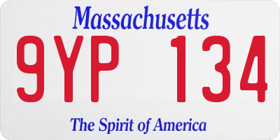 MA license plate 9YP134