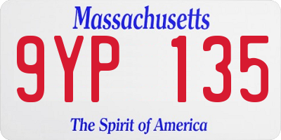 MA license plate 9YP135