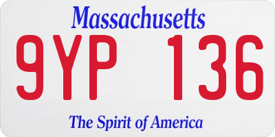 MA license plate 9YP136
