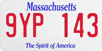 MA license plate 9YP143