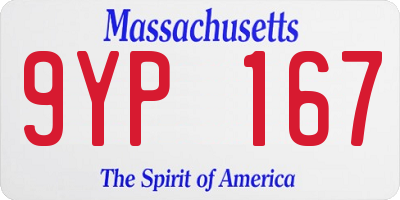 MA license plate 9YP167