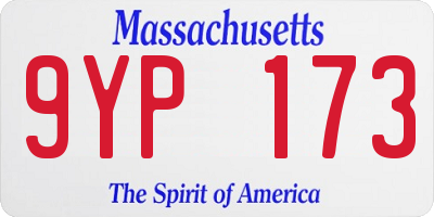 MA license plate 9YP173