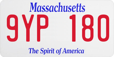 MA license plate 9YP180