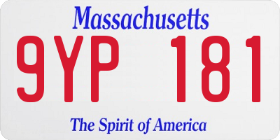 MA license plate 9YP181