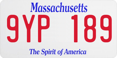 MA license plate 9YP189