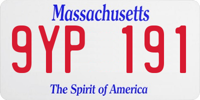MA license plate 9YP191
