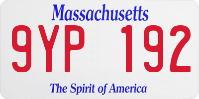 MA license plate 9YP192