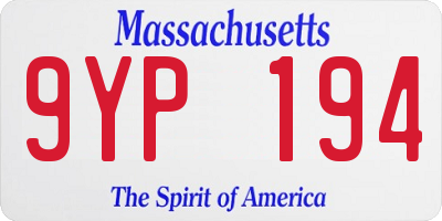MA license plate 9YP194