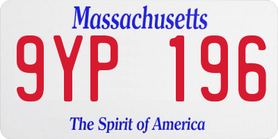 MA license plate 9YP196