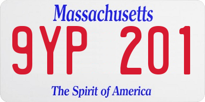 MA license plate 9YP201