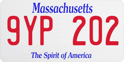 MA license plate 9YP202