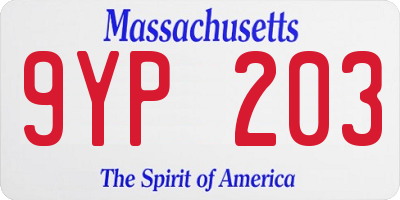 MA license plate 9YP203