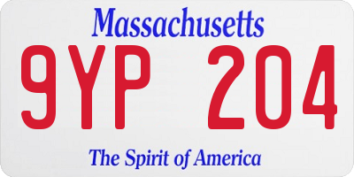 MA license plate 9YP204