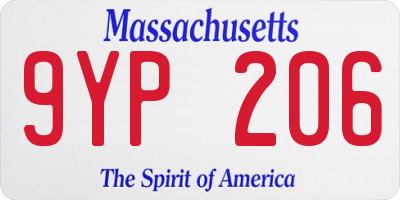 MA license plate 9YP206