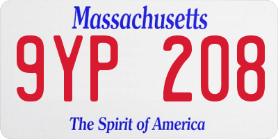 MA license plate 9YP208
