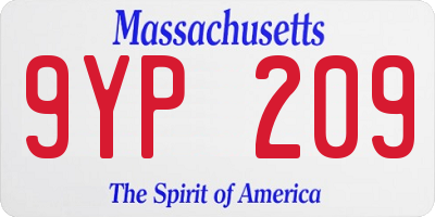 MA license plate 9YP209