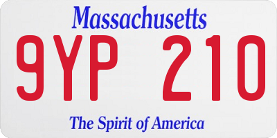 MA license plate 9YP210