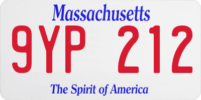 MA license plate 9YP212