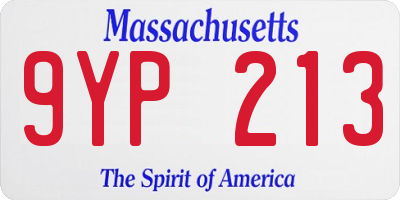 MA license plate 9YP213