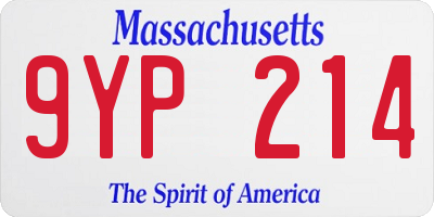 MA license plate 9YP214