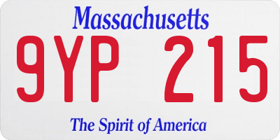 MA license plate 9YP215