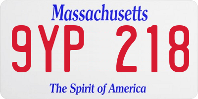 MA license plate 9YP218