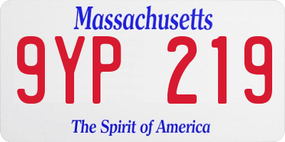 MA license plate 9YP219