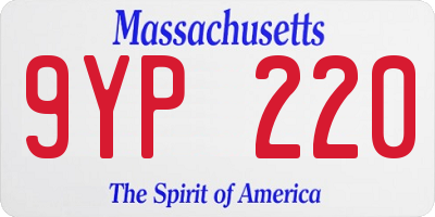 MA license plate 9YP220