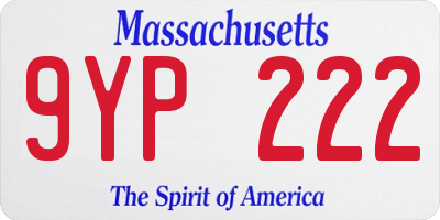 MA license plate 9YP222