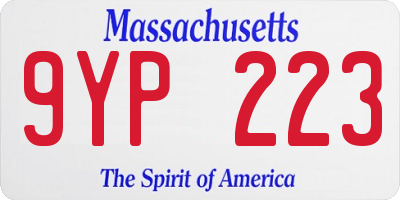 MA license plate 9YP223