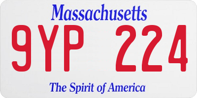 MA license plate 9YP224