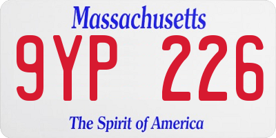 MA license plate 9YP226